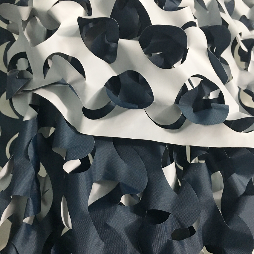 Filet de camouflage de filet de camouflage bleu et gris imperméable en gros de polyester 150 D pour la décoration