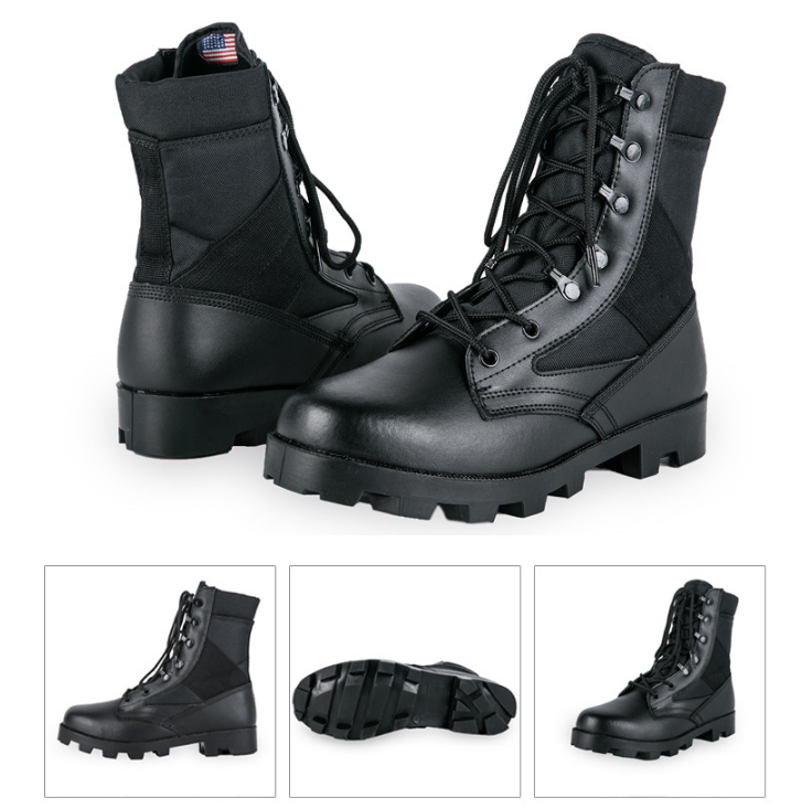 Bottes de l'armée Bottes de style français Ranger bottes noires en cuir véritable