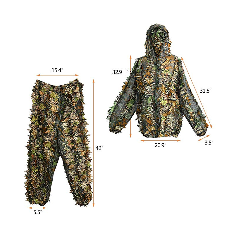 Costume de ghillie de camouflage de forêt Combinaison de chasse de tireur d'élite